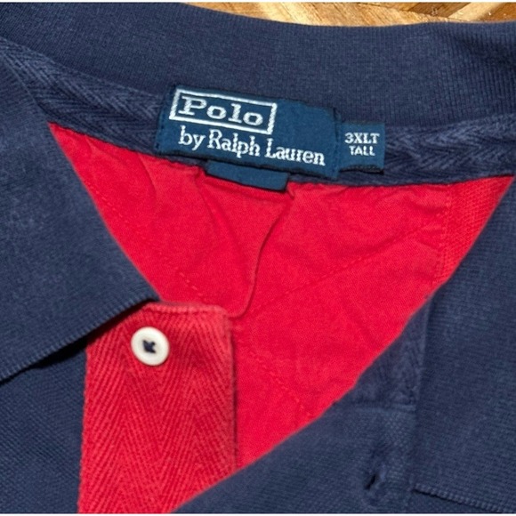 VTG Polo Ralph Lauren Navy Big Pony Mercer RL Team 3 Long Sleeve 3XLT Red Back # - Picture 6 of 9